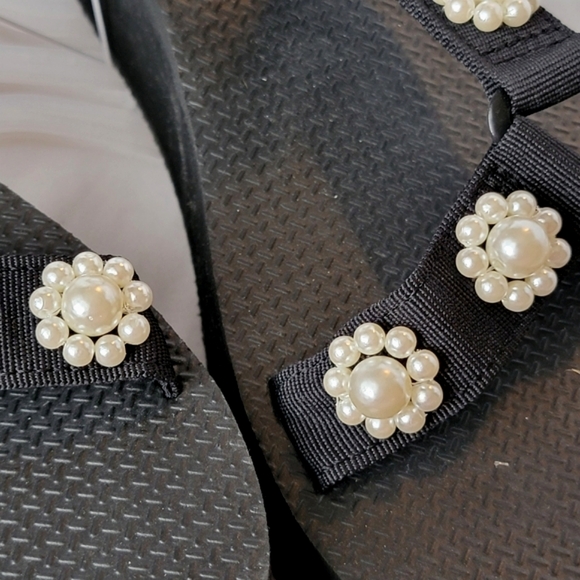 Wild Fable Jolene Platform Sandals Faux Pearl Flower Straps - Picture 8 of 10